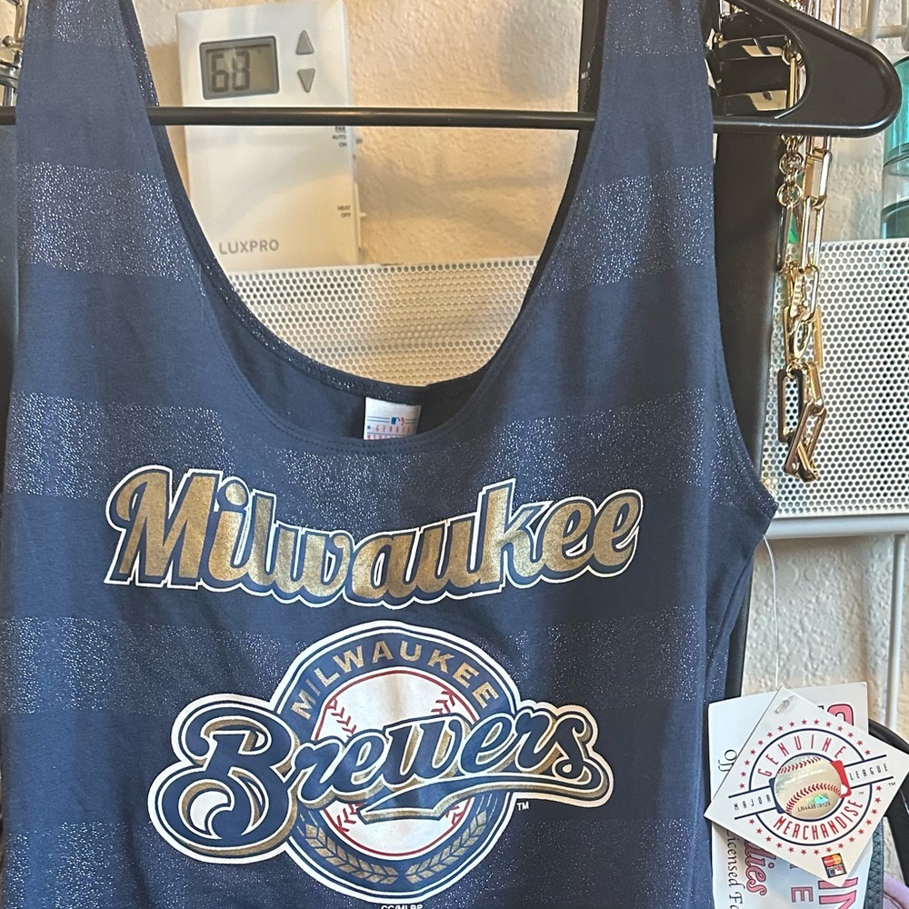 Women’s Milwaukee Brewers Navy Tank Too